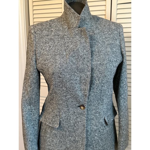 Vintage Orvis Wool Tweed Jacket Women Gray 12 Blazer Single Button Double Pocket - Picture 3 of 8